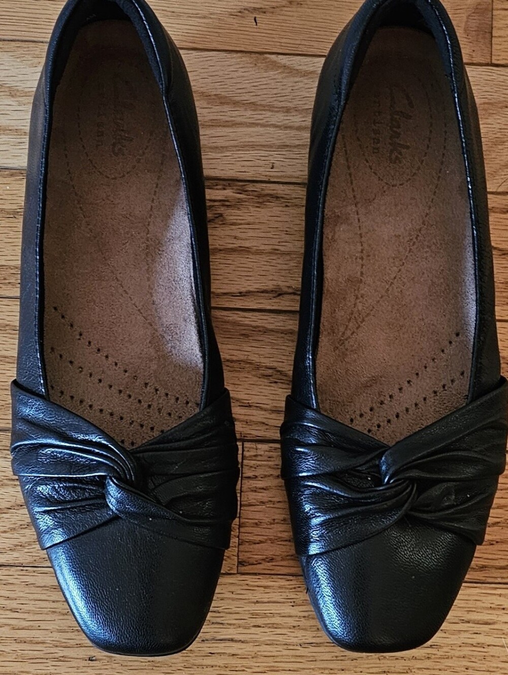 Clark’s Artisan Candra Gleam Black Leather Comfort Ballet Flats Woman’s 8M